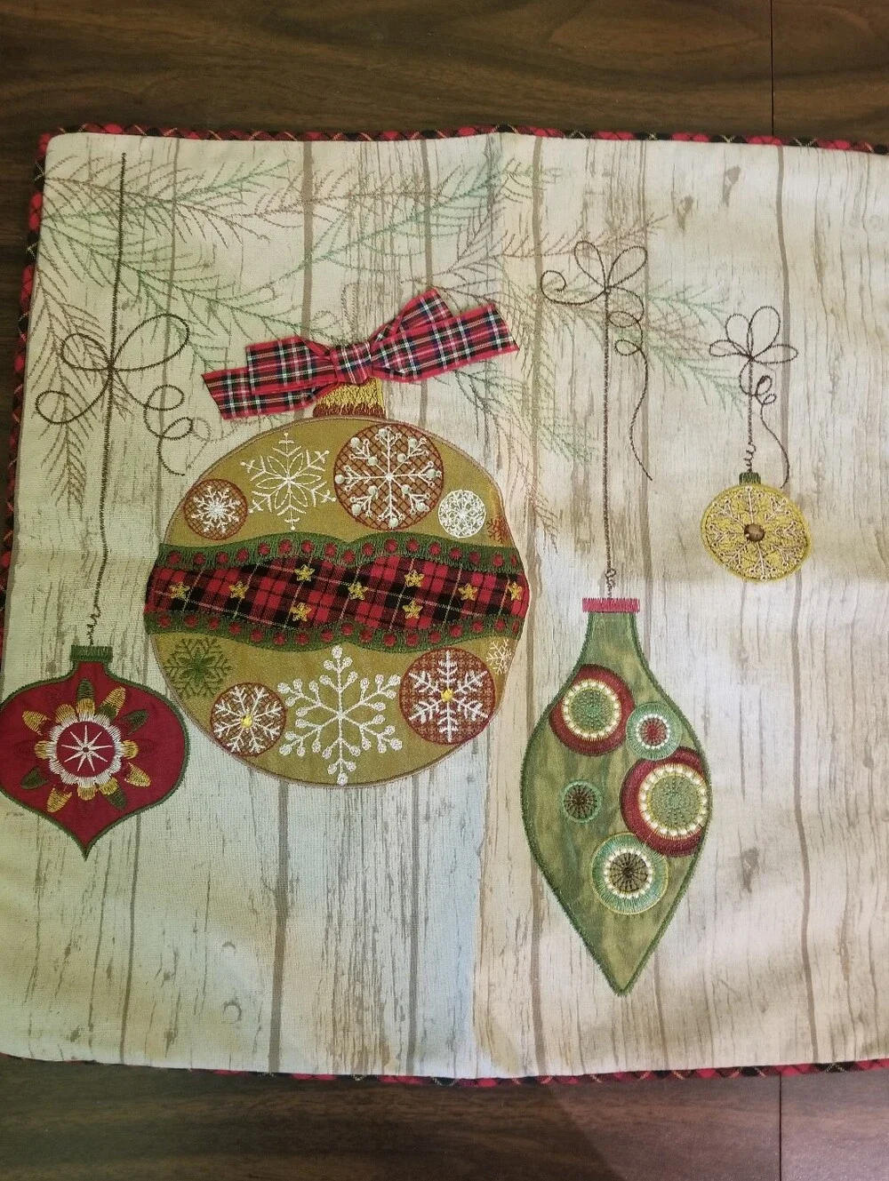 Bundle Of Two Holiday Decorative Pillow Cover - Bells And Ribbon